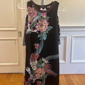 Urban Outfitters Floral Bird Chinoiserie Dress Pink Blue Green Red Black